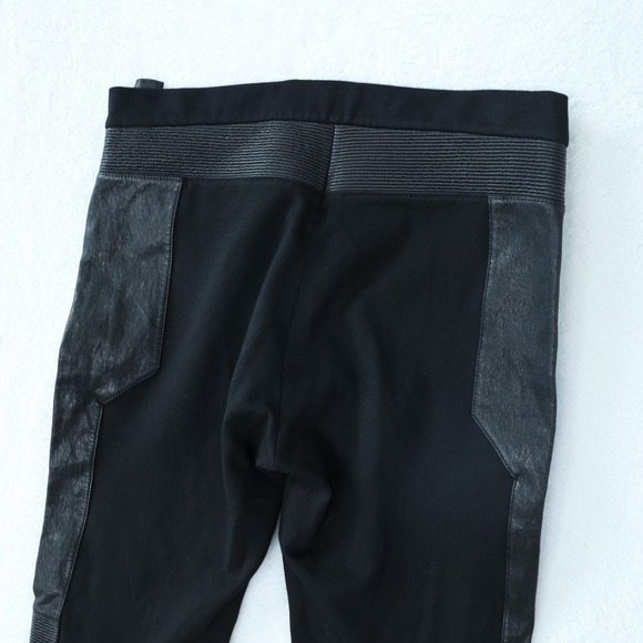 AllSaints Lindsell Biker Pants Women's 29 Black Leather Trim Ankle Zip Skinny - Picture 7 of 13